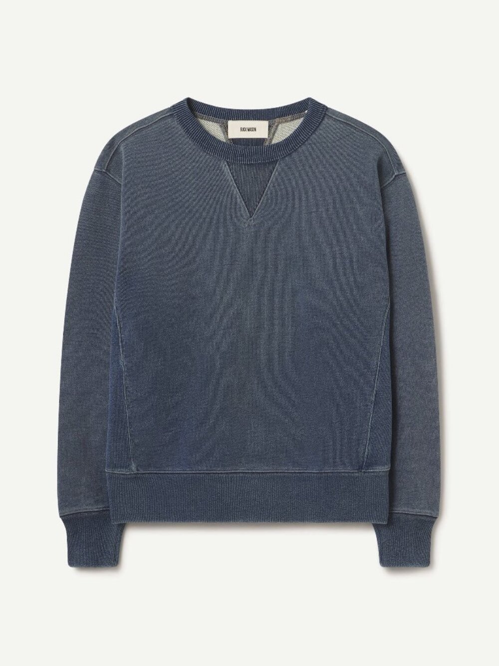 Buck Mason / Indigo-Dipped Loopback Double V Crew Sweatshirt / Large